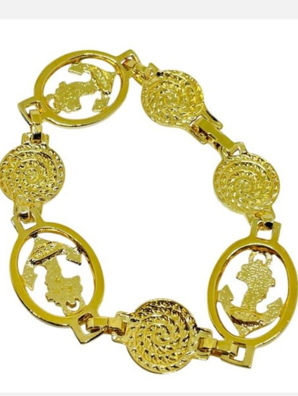 Avon Gold Tone Nautical Anchor & Rope Link Bracelet